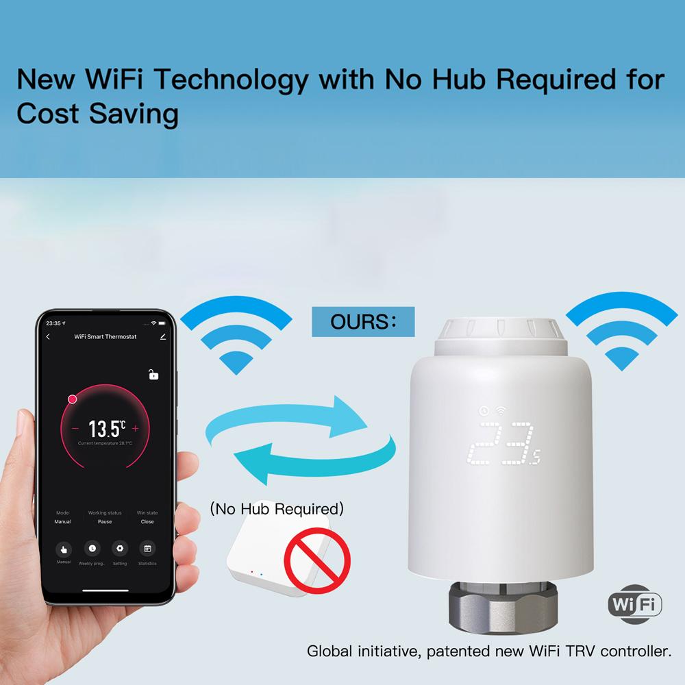 Tuya WiFi Thermostatic Radiator Valves Intelligent Wireless Mobilephone App Control Home Heating Thermostat Temperature Controller Radiator Thermostat Compatible with Alexa Amazon Google Home