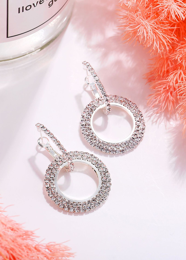 Bông tai tròn đính đá zircon lấp lánh