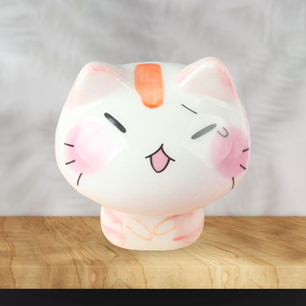 Porcelain Cute Cat Sculpture Statue Home Office Desktop Cabinet Decoration