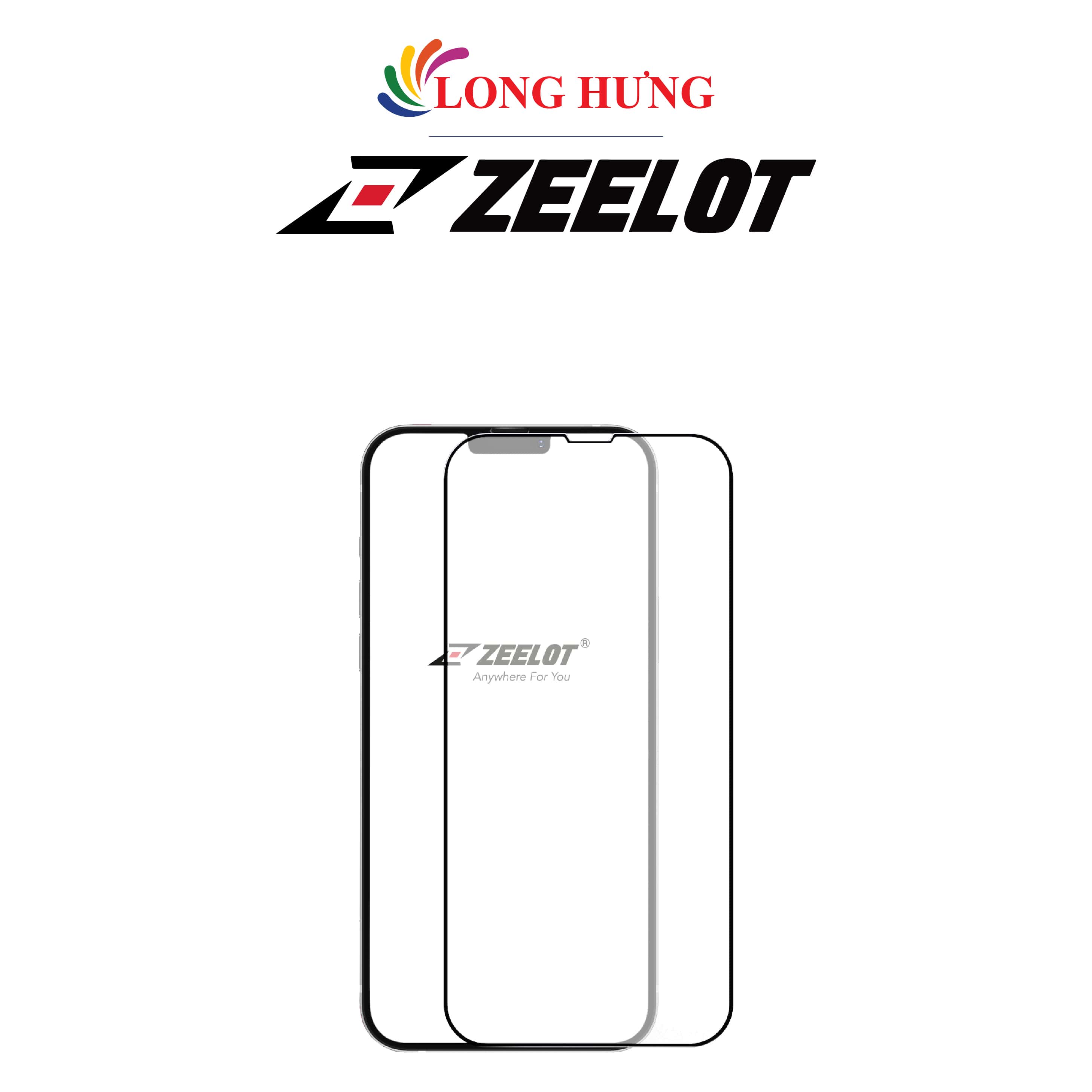 Dán màn hình cường lực Full viền chống vân tay Zeelot dành cho iPhone 15 Pro Max/15 Pro/15 Plus/15/14/13/12/11 - Hàng chính hãng
