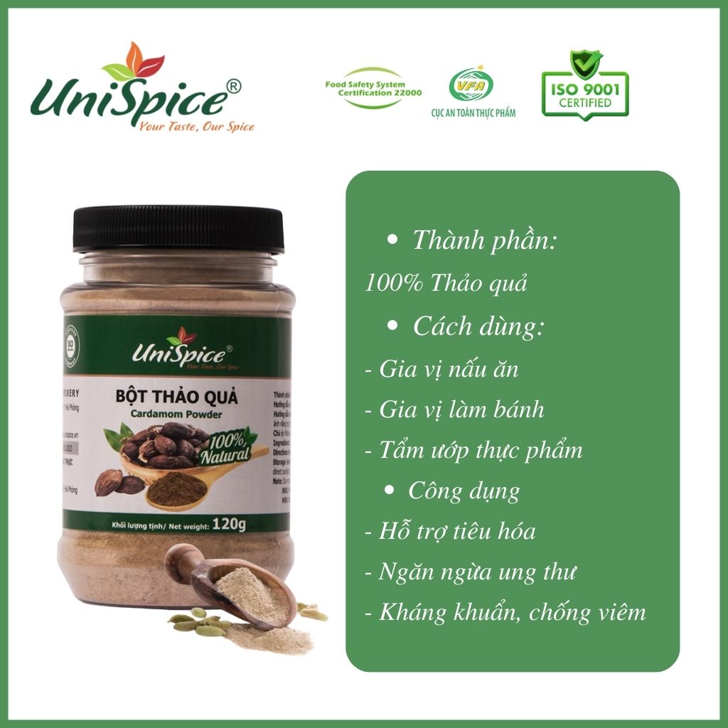 Bột thảo quả Unispice- Gia vị tự nhiên/ Bột thảo quả nguyên chất