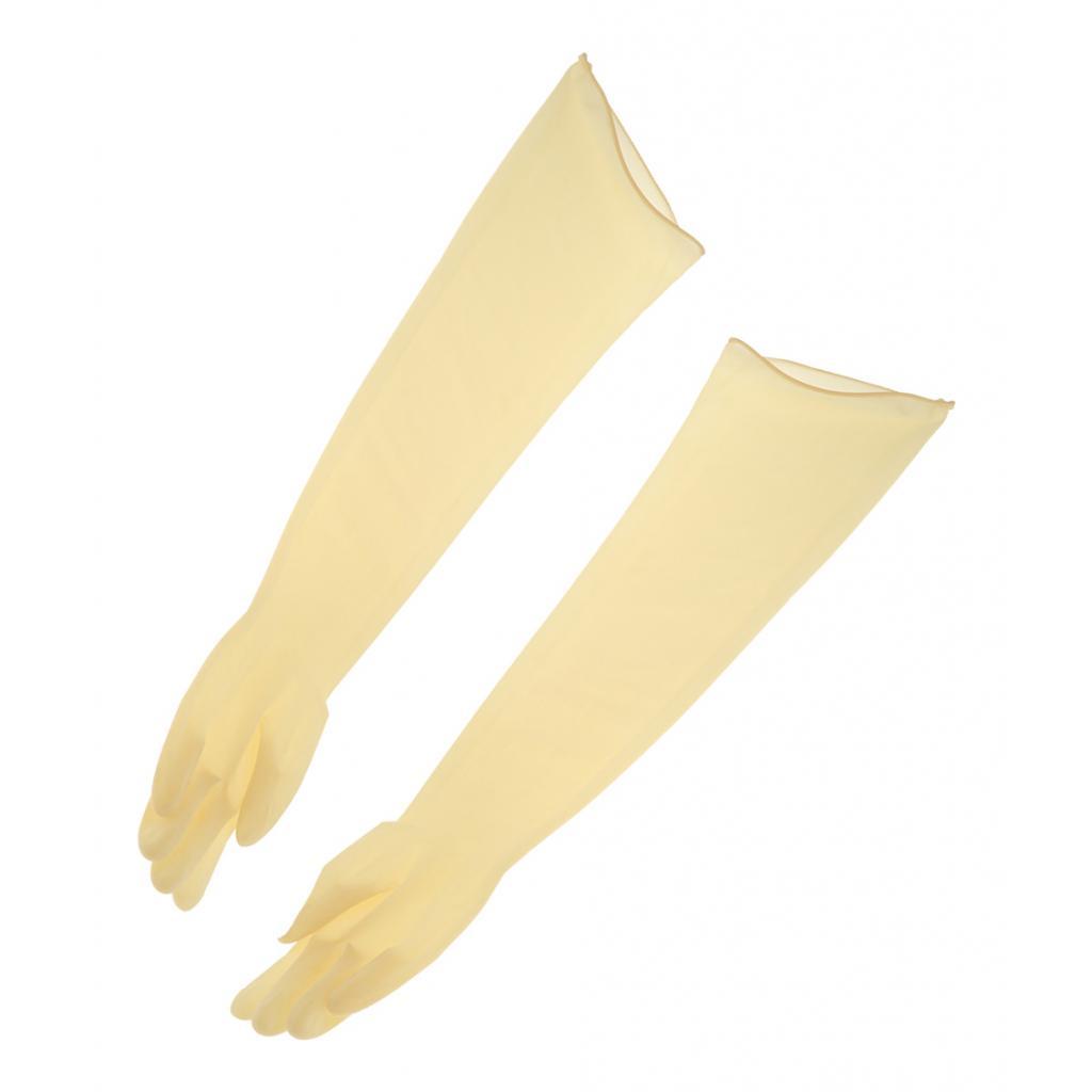 2x1 Pair 70cm Industrial Anti Acid Alkali Rubber Gloves Yellow 700x160x1.0mm