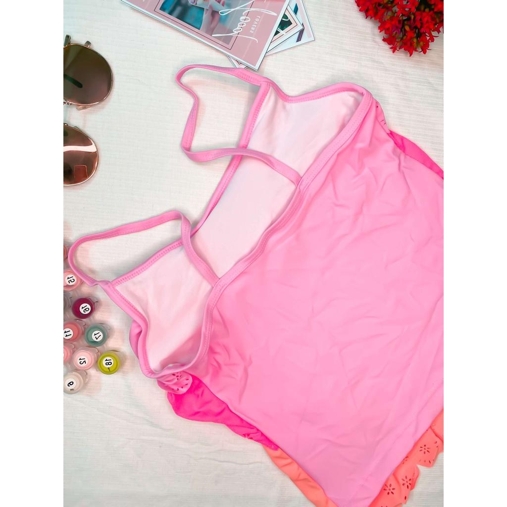 8T-12T Bikini đồ bơi đi biển 2 mảnh áo 2 dây 2 lớp với 3 tầng xòe quần tam giác cho bé gái