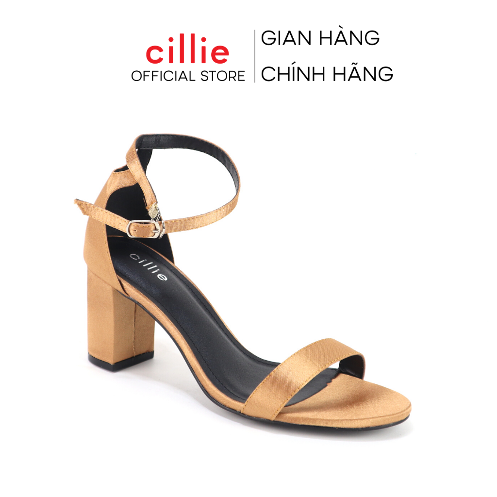 Giày sandal cao gót satin nữ bọc hậu quai ngang thanh lịch gót cao 7cm đi tiệc dạo phố 1007