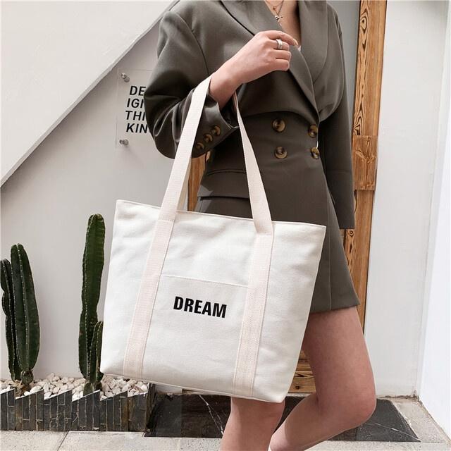 Túi Tote Nữ DREAM YOLA SHOP Túi Vải Hàn Quốc đeo vai nữ to vừa A4, đựng đồ đi học đi làm đi chơi