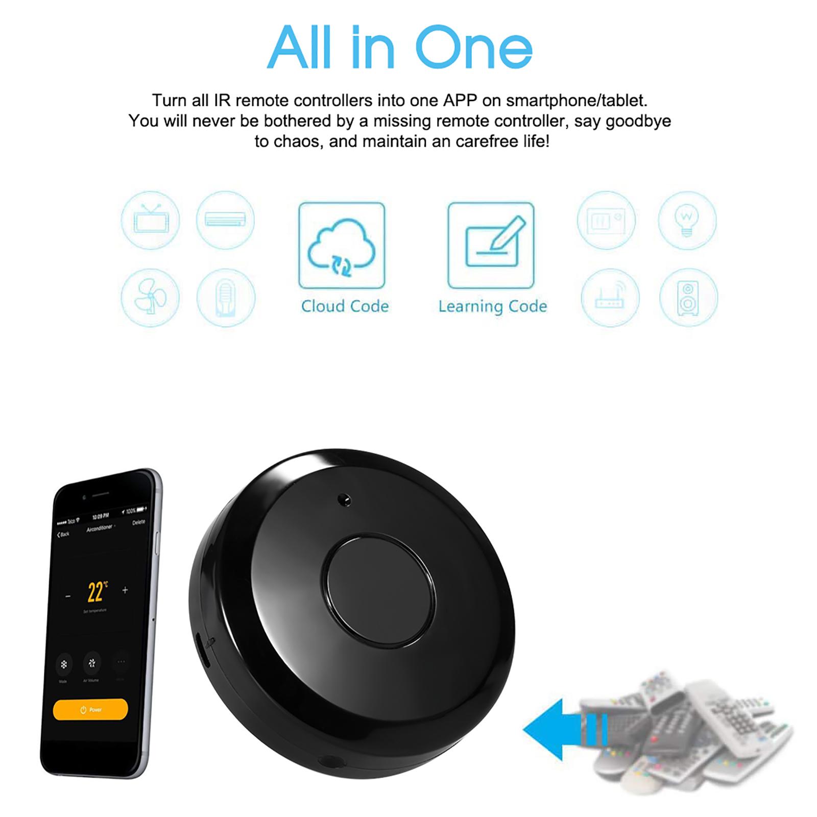 WiFi IR Remote IR Control Hub Wi-Fi Enabled Infrared Universal Remote Controller For Air Conditioner TV Using Tuya Smart Life APP Compatible with Alexa Google Home Voice Control