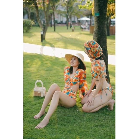 Bikini nữ đi biển hoạ tiết hoa cam trendy 2022 (Đồ bơi nhiều kiểu)