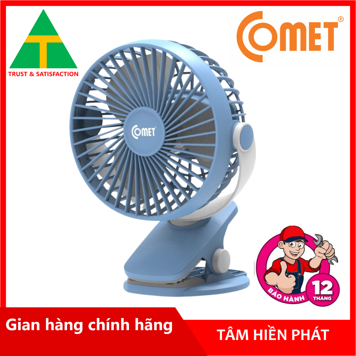 Hình ảnh Quạt Kẹp Sạc Mini Tích Điện Comet CRF0705 (5W) - Hàng chính hãng