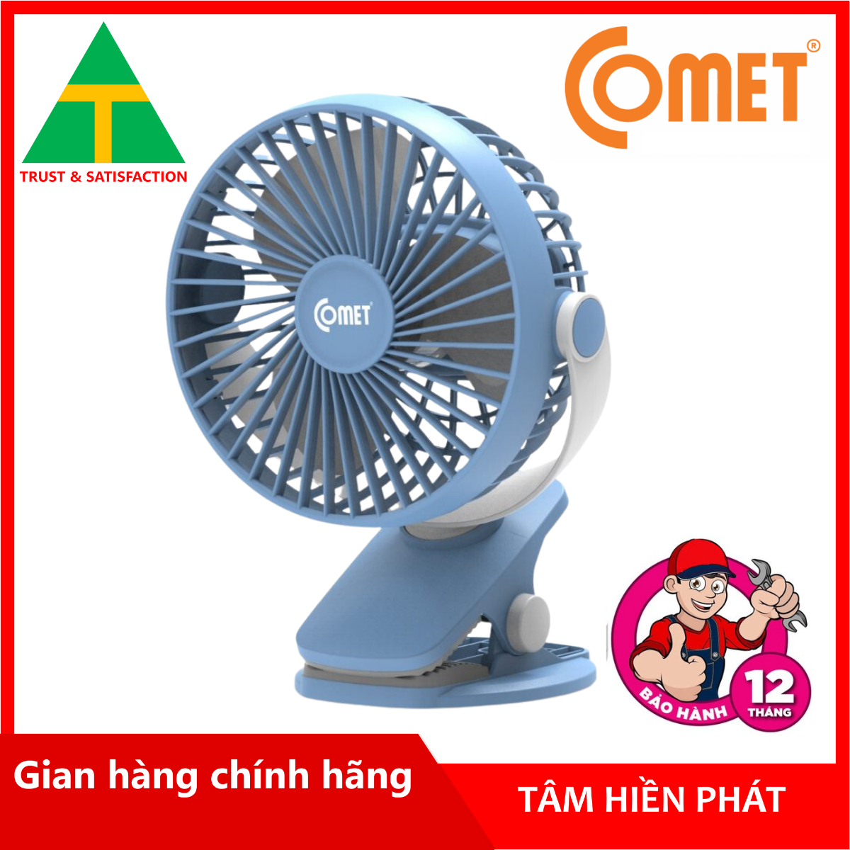 Quạt Sạc Comet CRF0705 - Xanh - Hàng chính hãng