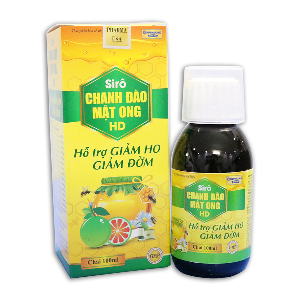 Hình ảnh Siro ho cho bé Chanh Đào Mật Ong giảm ho, giảm đờm, giảm viêm họng cho bé từ 1 tuổi - Chai 100ml thành phần chanh đào, mật ong, kim ngân hoa, mơ muối, cam thảo