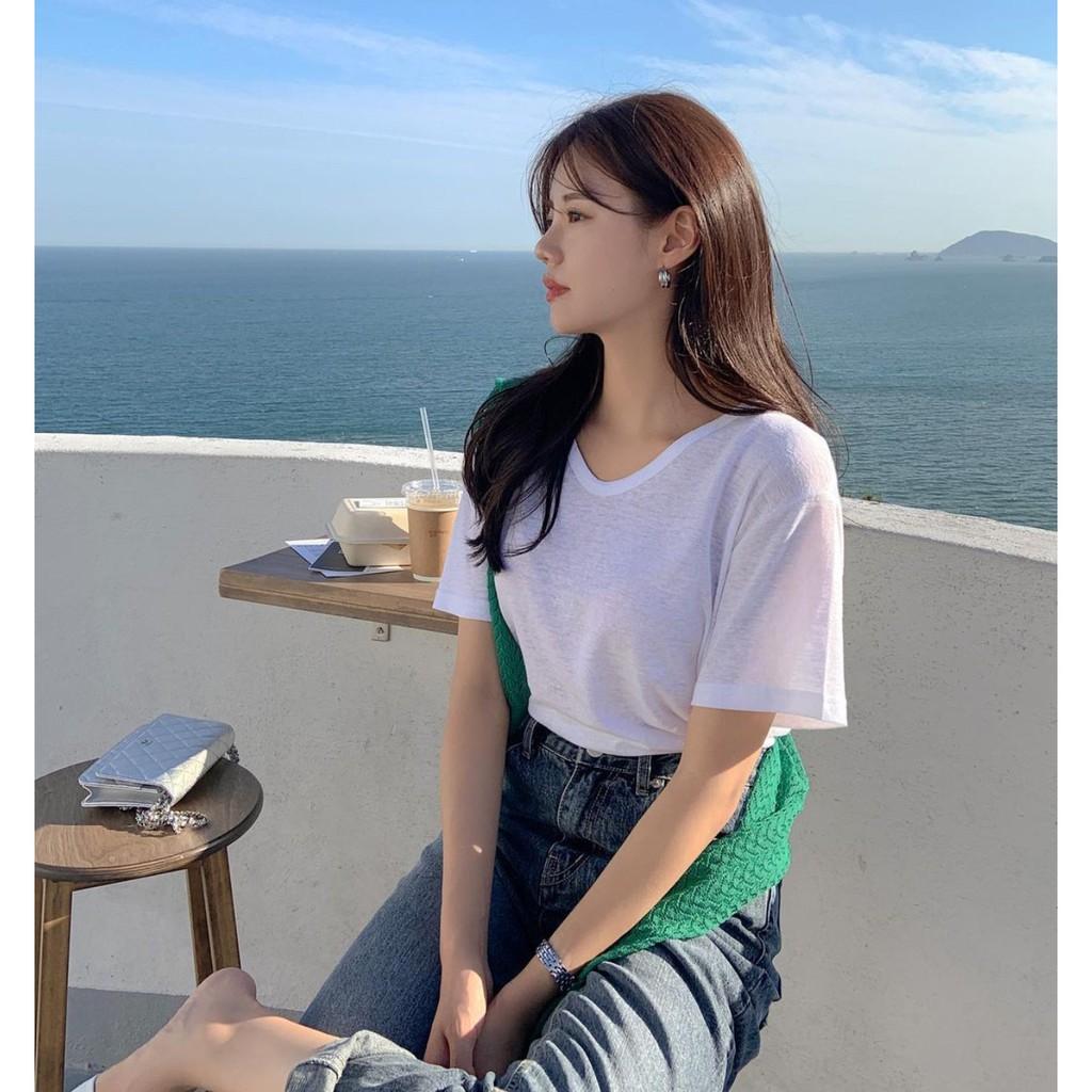 Quần jean ống suông lưng cao xắn gấu form hàn