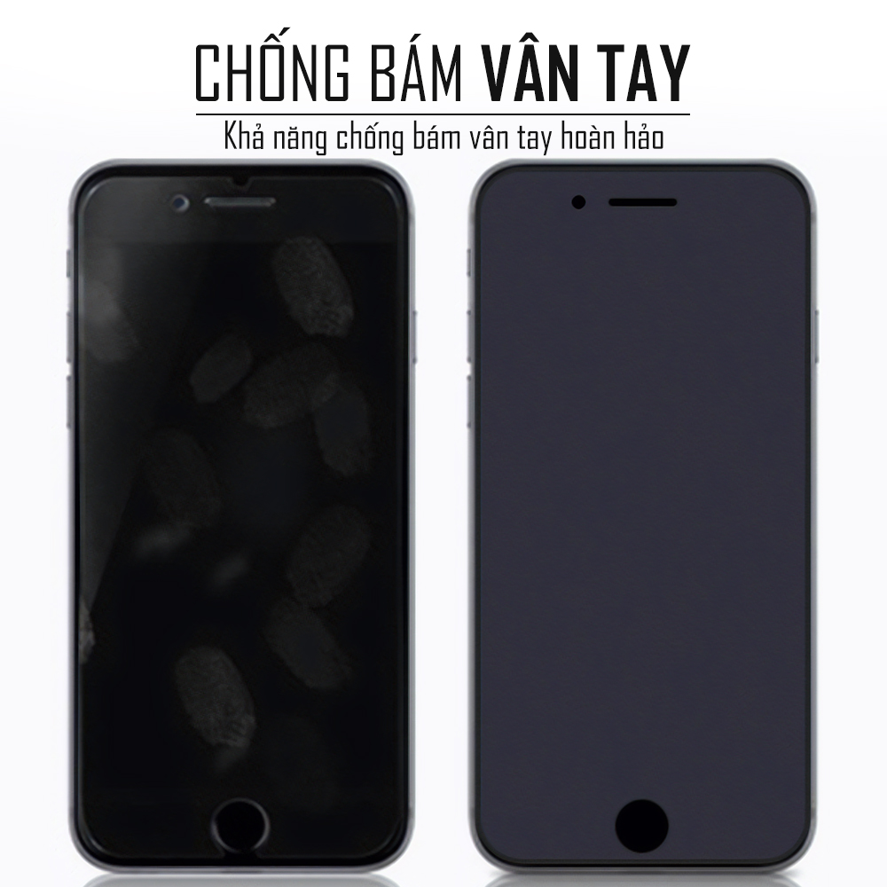 Miếng Dán Cường Lực Chống Vân Tay Cho Iphone 6/6s – Kính Cường Lực Nhám, Full Màn Hình - Màu Trằng – Hàng Chính Hãng