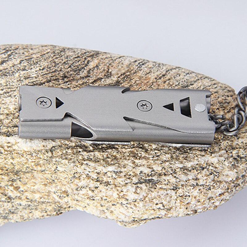 Outdoor Whistle EDC Survival Whistle High Decibel Double Pipe Whistle Stainless Steel Alloy Keychain For Camping Hiking Outdoor