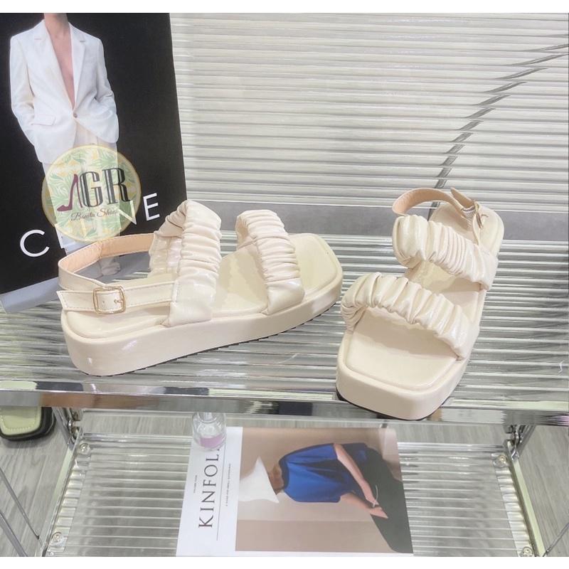 Sandal xuồng 2 quai nhún da siêu mềm cao 3 cm