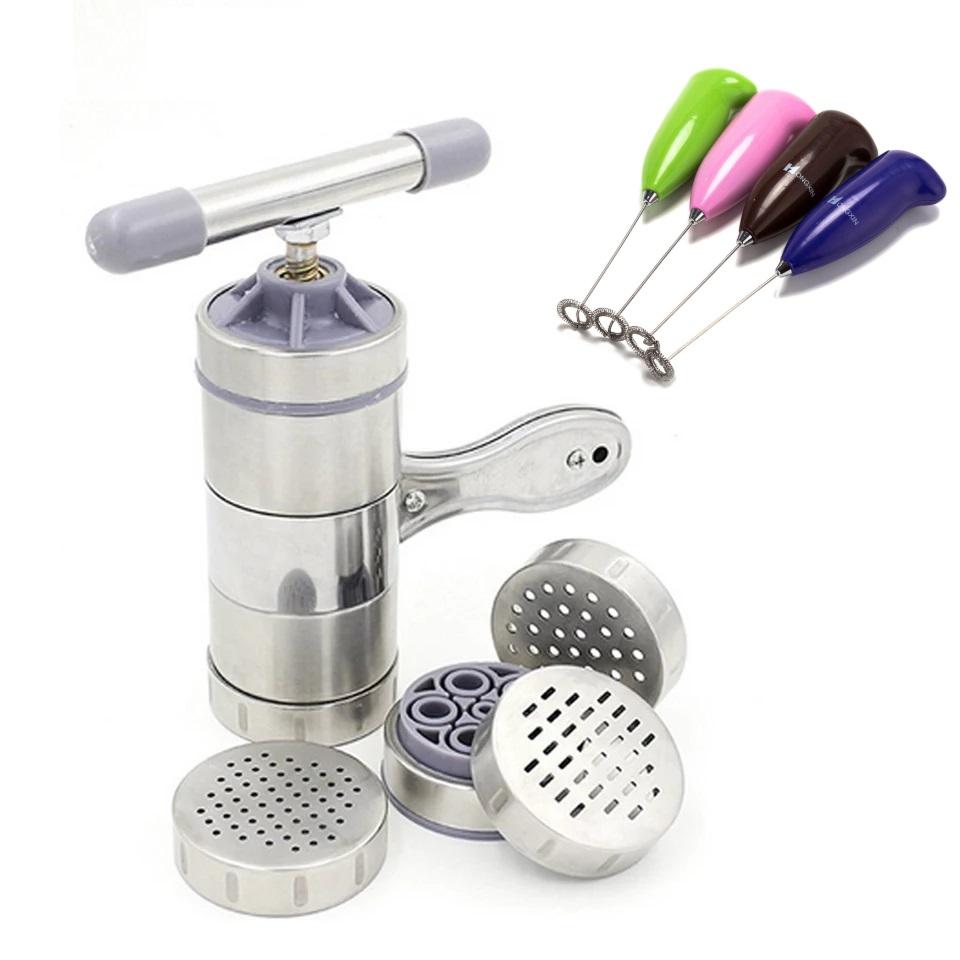 Máy Làm Bún Tươi, Mì, Bánh Canh Tại Nhà 5 Đầu Inox Tiện Dụng Tặng kèm dụng cụ đánh trứng - GDHN Loại Tốt