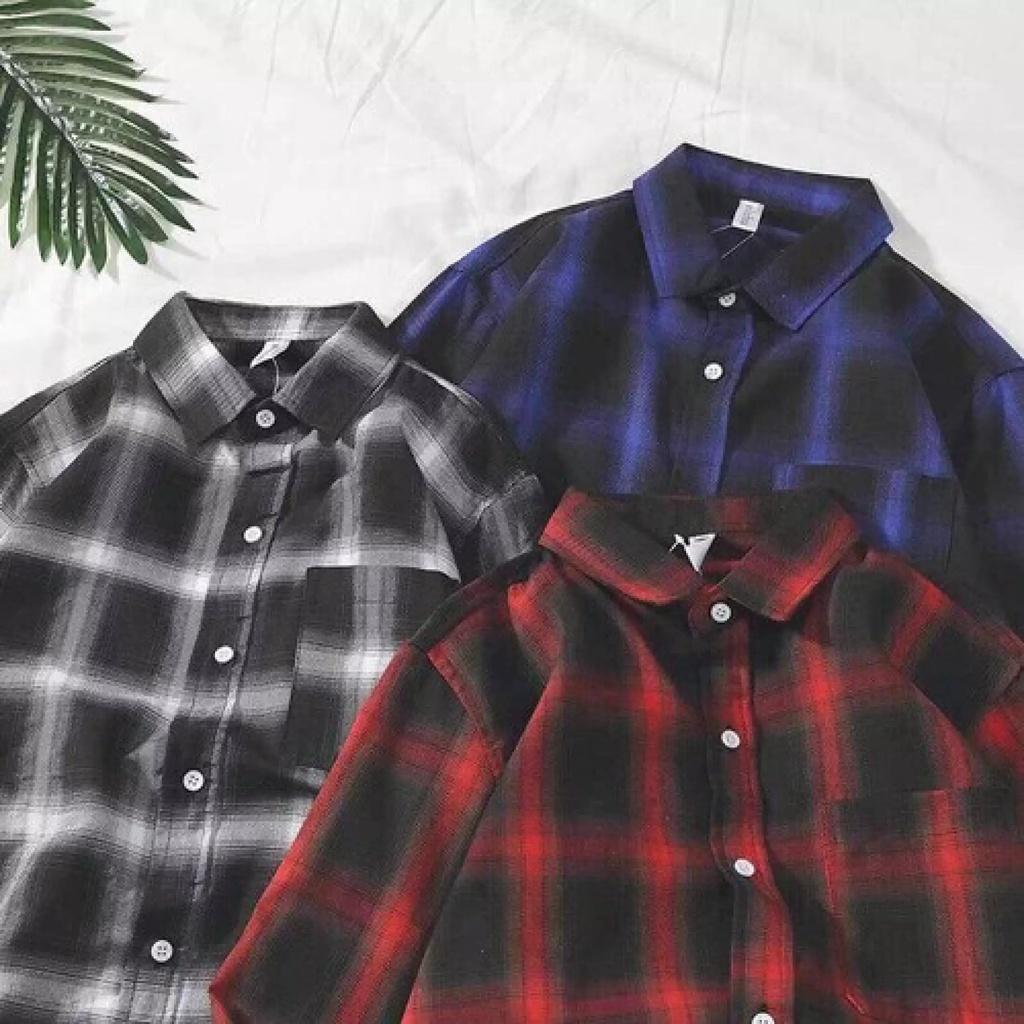 Áo sơ mi nam nữ đều mặc được, sọc caro Flannel đen,trắng,xanh đen, đen đỏ, phong cách năng động Hàn Quốc