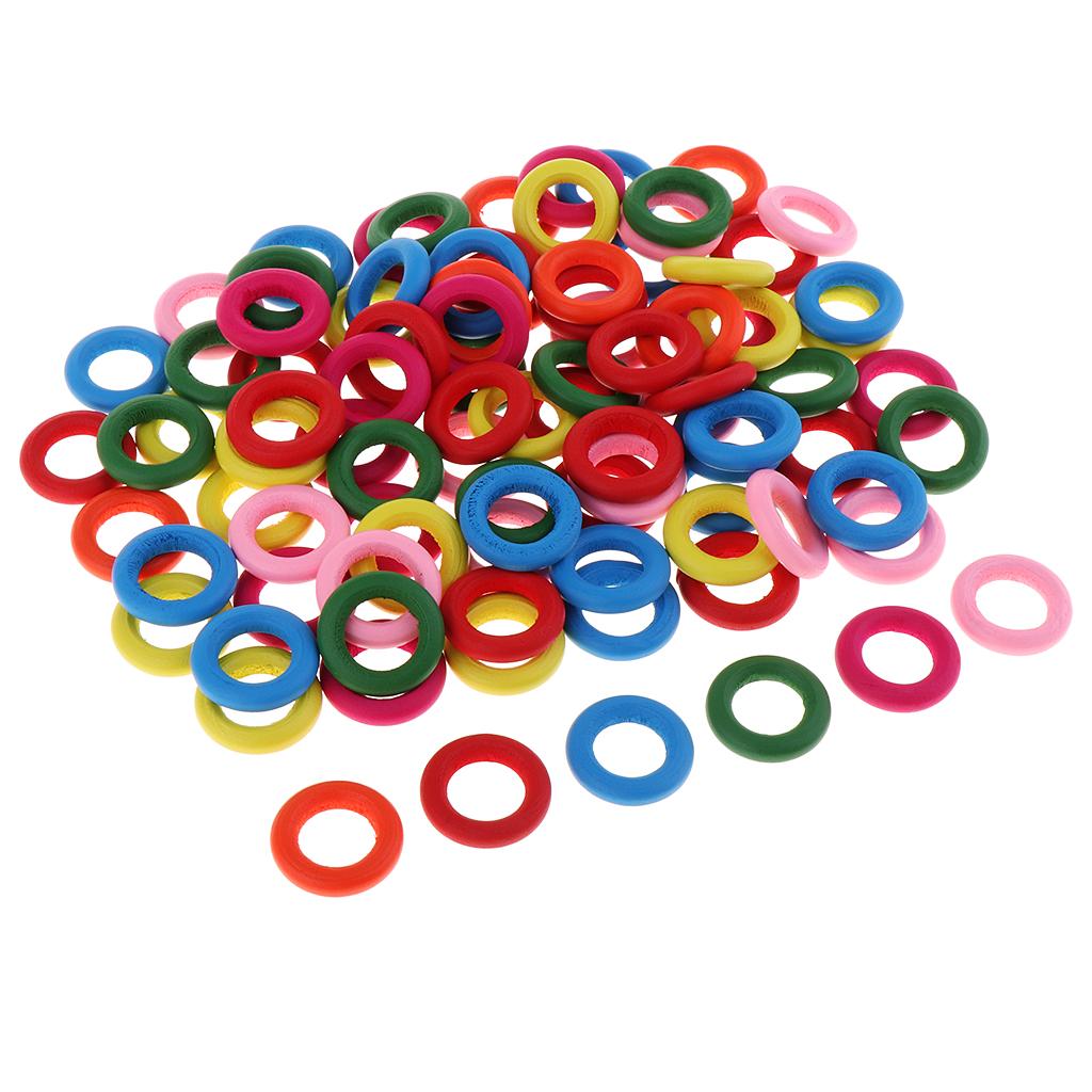 Dyed Mixed Color Wood Ring Pendant Connector Jewelry Making