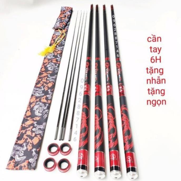 Cần câu tay xích long 6H catbon tặng ngọn phụ 360