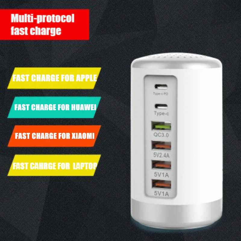 Bộ chia 6 cổng 65W USB Charger PD+QC3.0