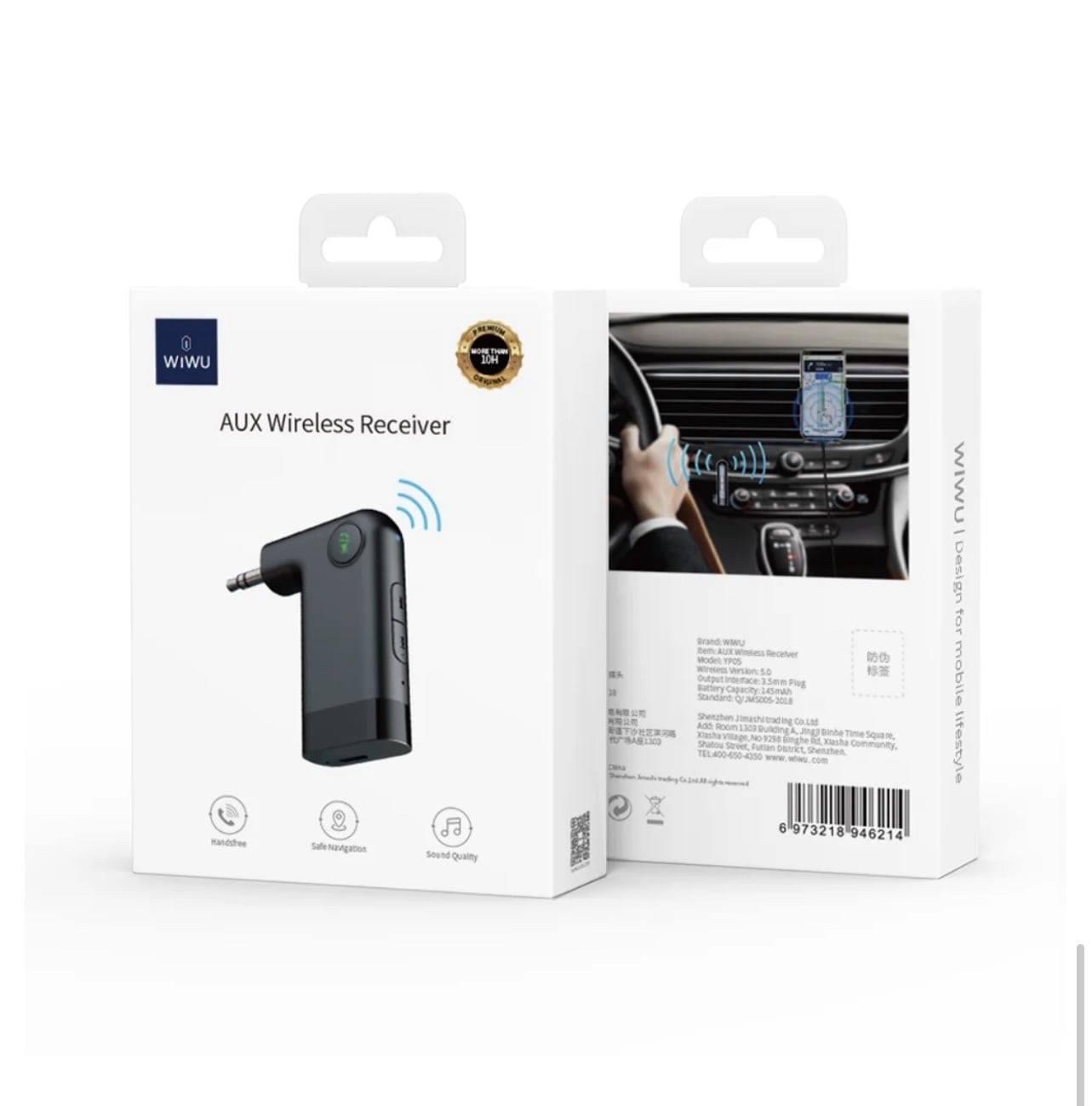 Bộ Thu Bluetooth WiWu AUX Wireless Receiver YP05  Tương Thích Rộng Rãi Với Các Thiết Bị Đầu Vào AUX,  Hỗ Trợ Gọi Điện - Hàng Chính Hãng