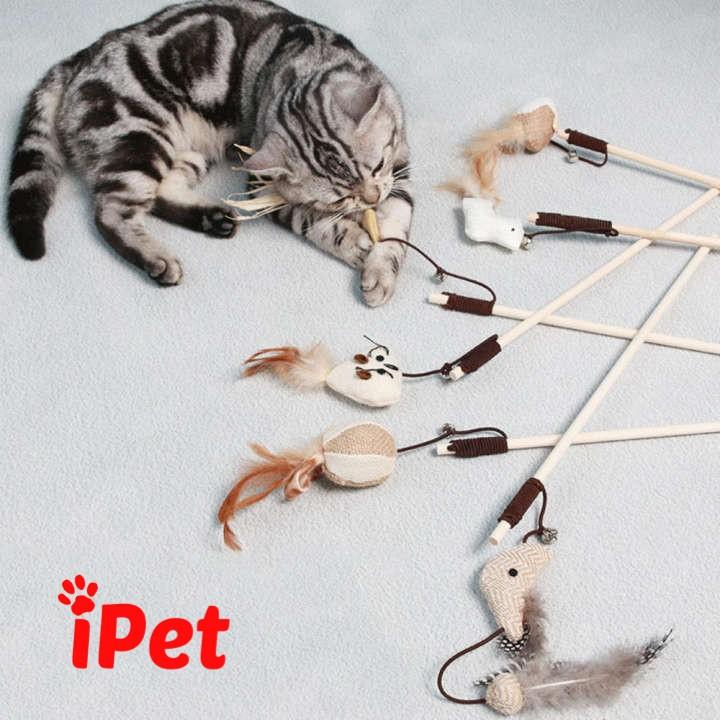 Đồ Chơi Cần Câu Gỗ Cho Thú Cưng Chó Mèo