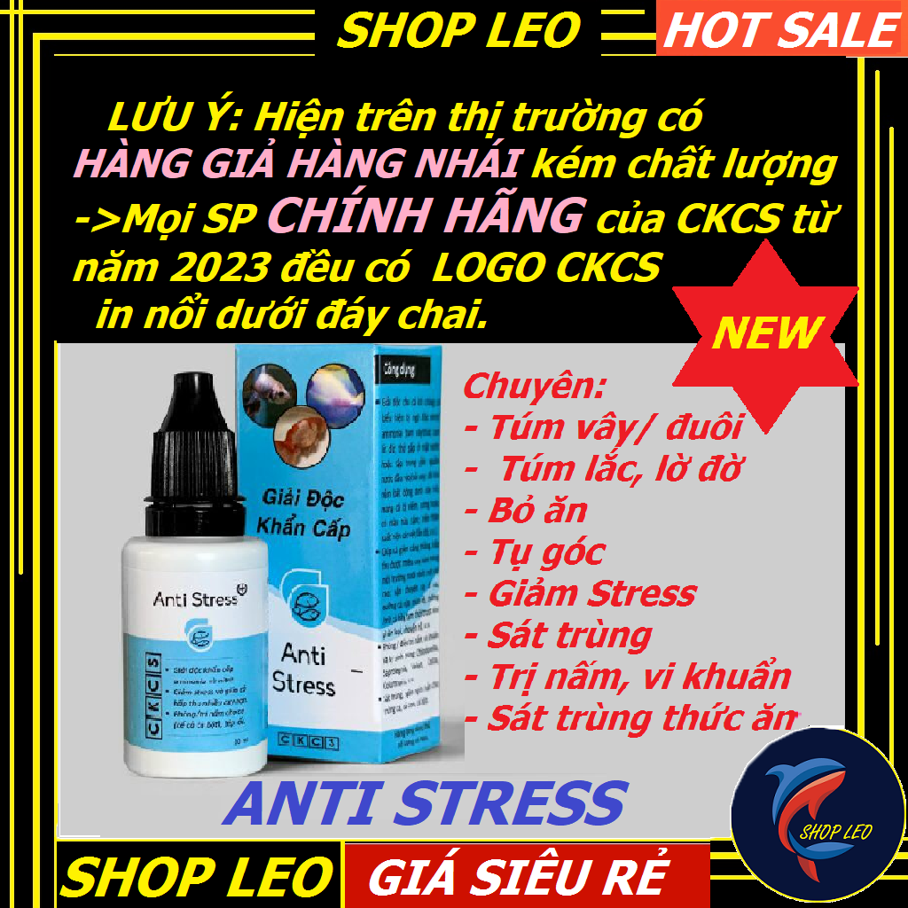 ANTI STRESS - Giải Độc Khẩn Cấp, Giảm stress và Phòng cho Cá Cảnh - sát trùng và ngăn ngừa nấm-shopleo