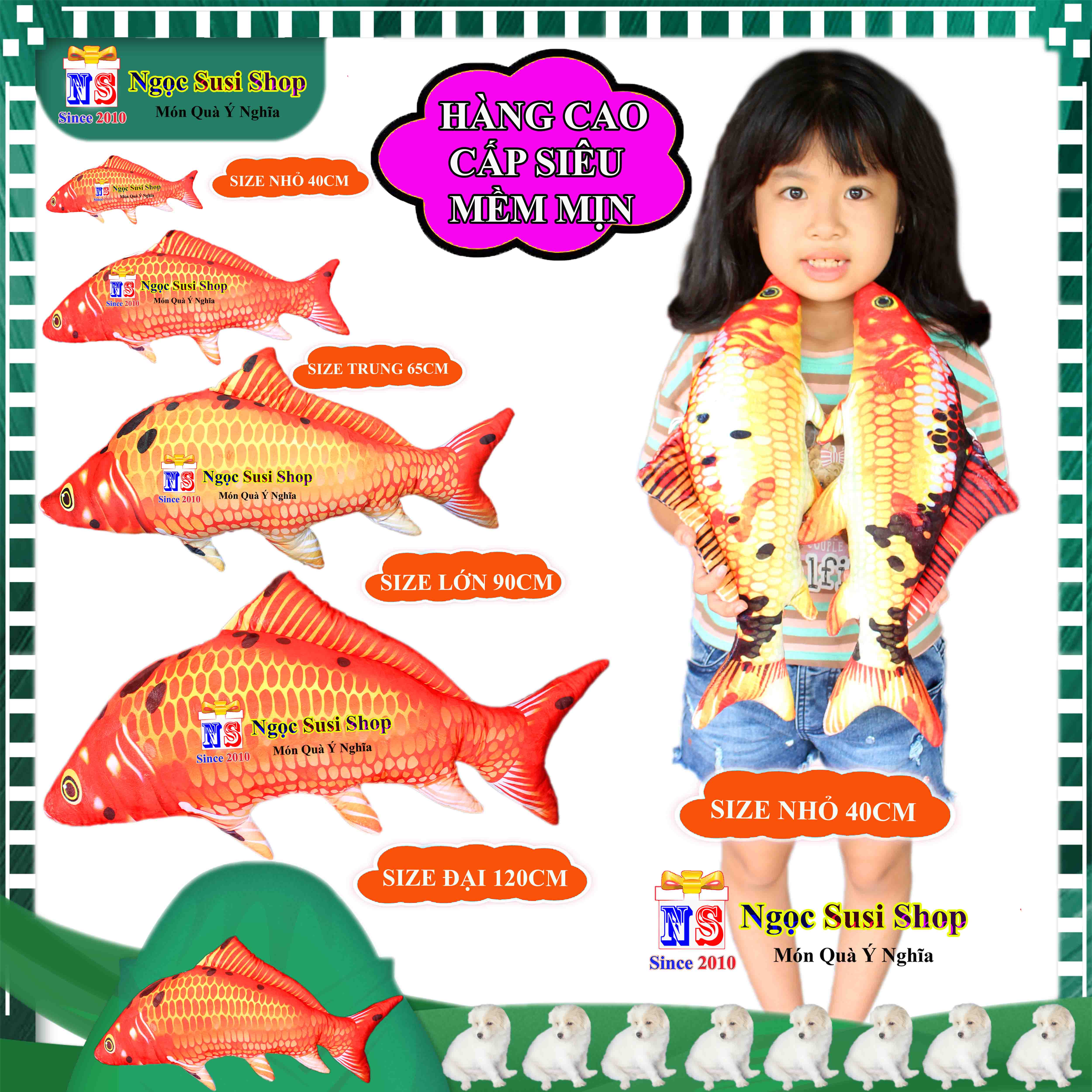 GỐI ÔM THÚ BÔNG CON CÁ CHÉP 3D SIÊU TO DÀI RẤT MỊN ÔM NGỦ - GẤU BÔNG HÌNH CON CÁ CHÉP 3D RẤT MỊN