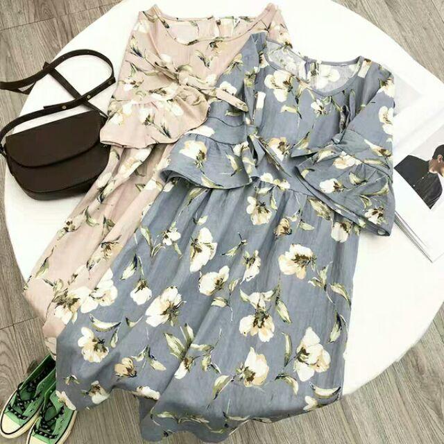 Đầm babydoll buộc nơ đầm vintage