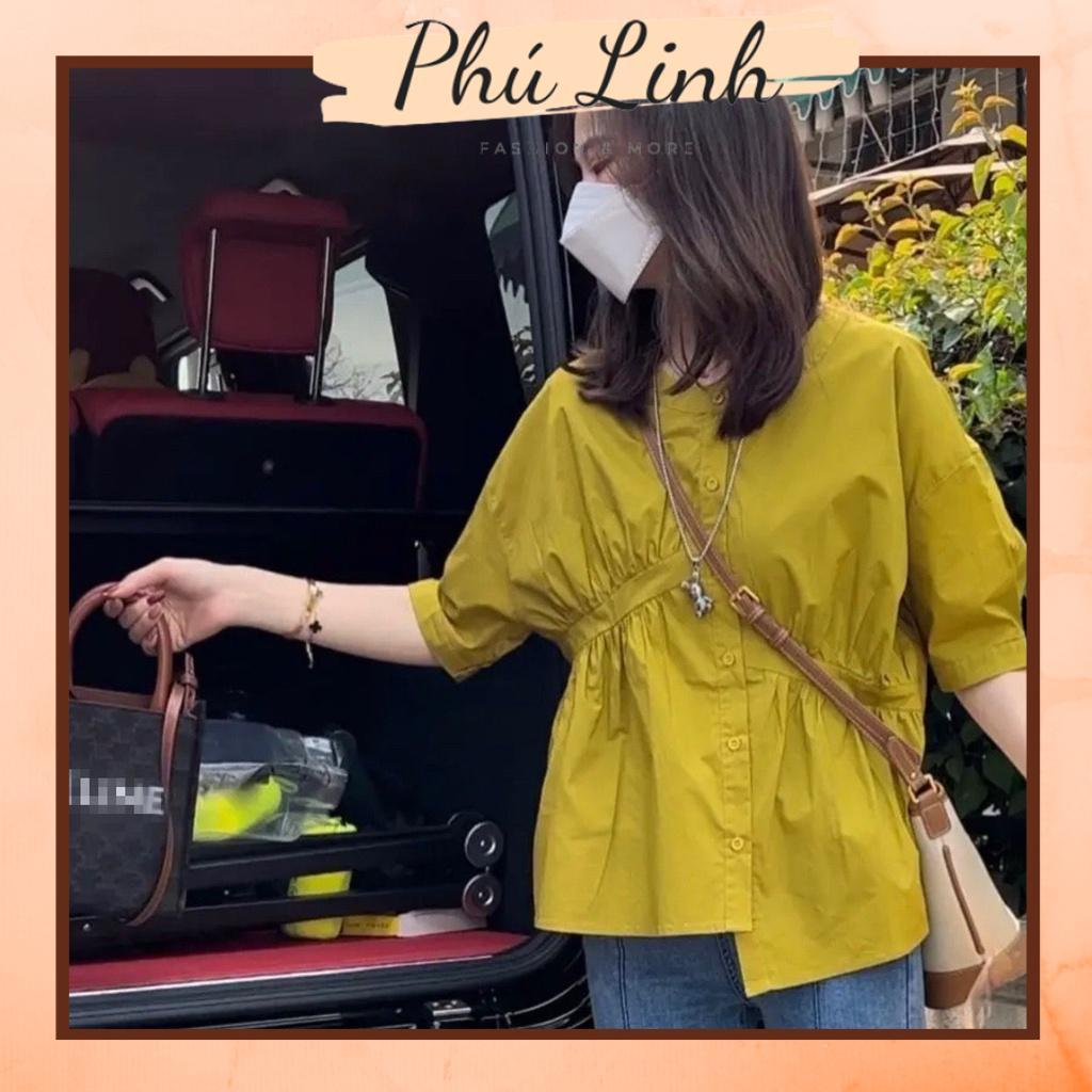 MS682 Áo sơ mi kiểu vạt lệch form rộng Quảng Châu