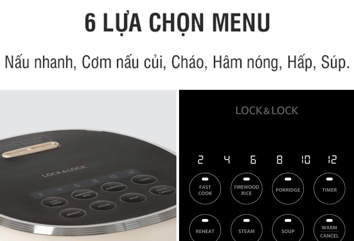 Nồi Cơm Điện Tử Lock&amp;Lock EJR716IVY 0.8L - Hàng Chính Hãng, Dây Điện Có Thể Tháo Rời, Có Quai Xách, Tặng Kèm Ống Hút Và Cọ Rửa