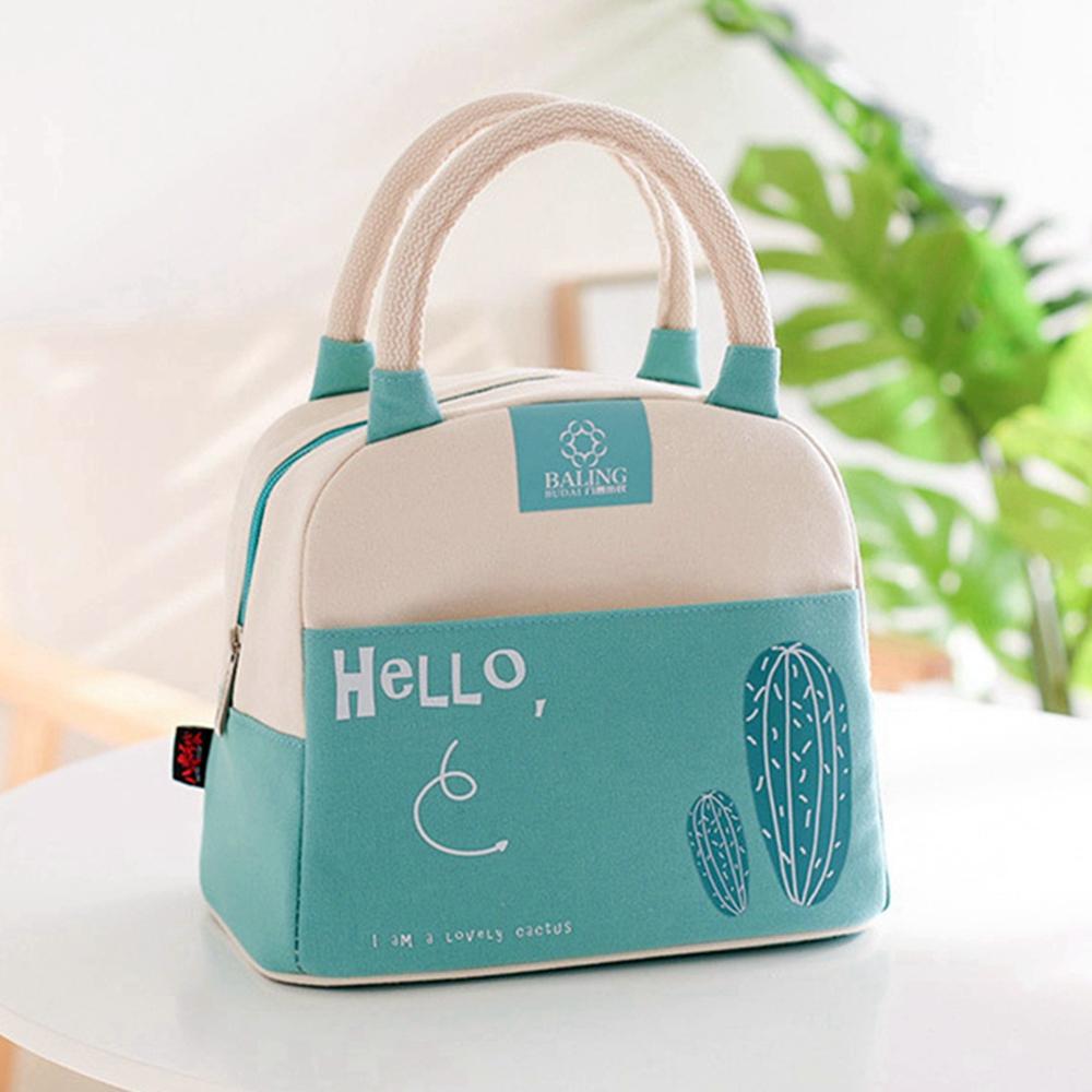 Thời Trang Mới Dễ Thương Canvas Túi Đựng Đồ Ăn Trưa Nhiệt Thực Phẩm Màng Nhôm Cách Nhiệt Túi Du Lịch Thường Ngày Mát Nhiệt Dã Ngoại Túi Dành Cho Trẻ Em