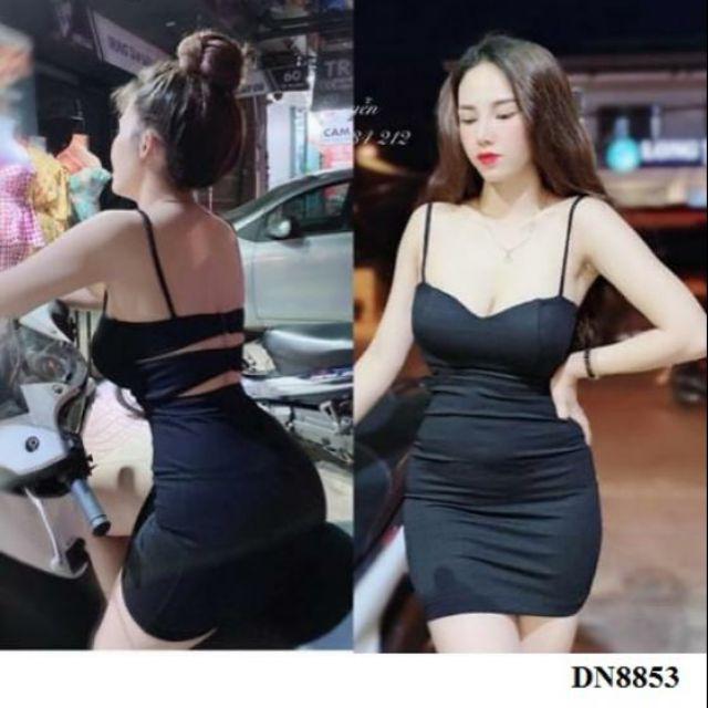 Đầm body 2 dây hở lưng sexy