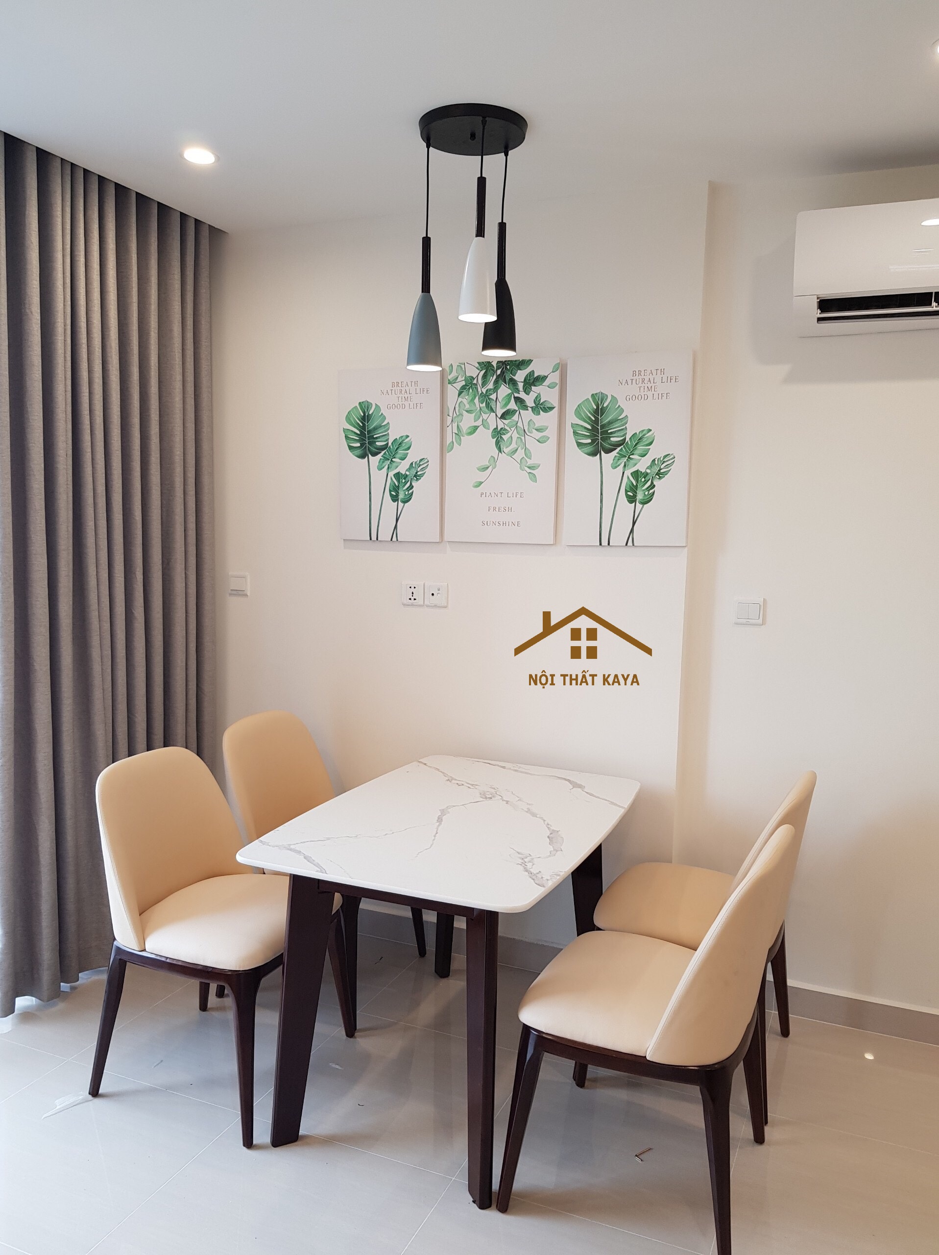 Bộ bàn ăn 4 ghế mặt đá cao cấp