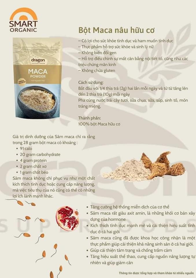 Bột Maca nâu hữu cơ 200Gr