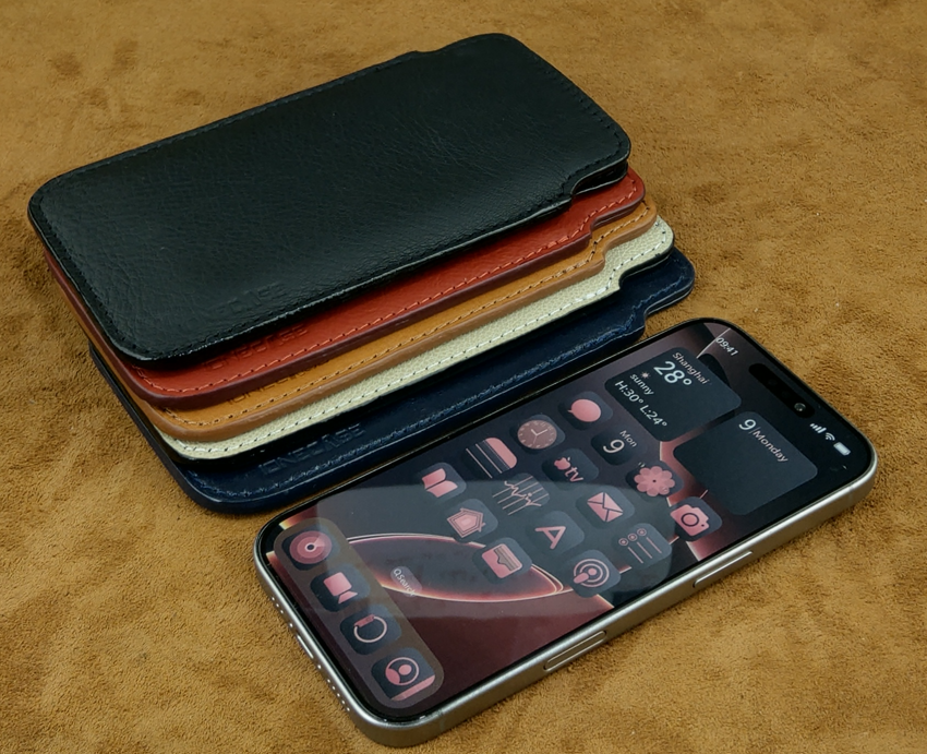 Bao da rút handmade IONECASE điện thoại 17 PRO 16 PRO Da Bò Thật - hàng chính hãng