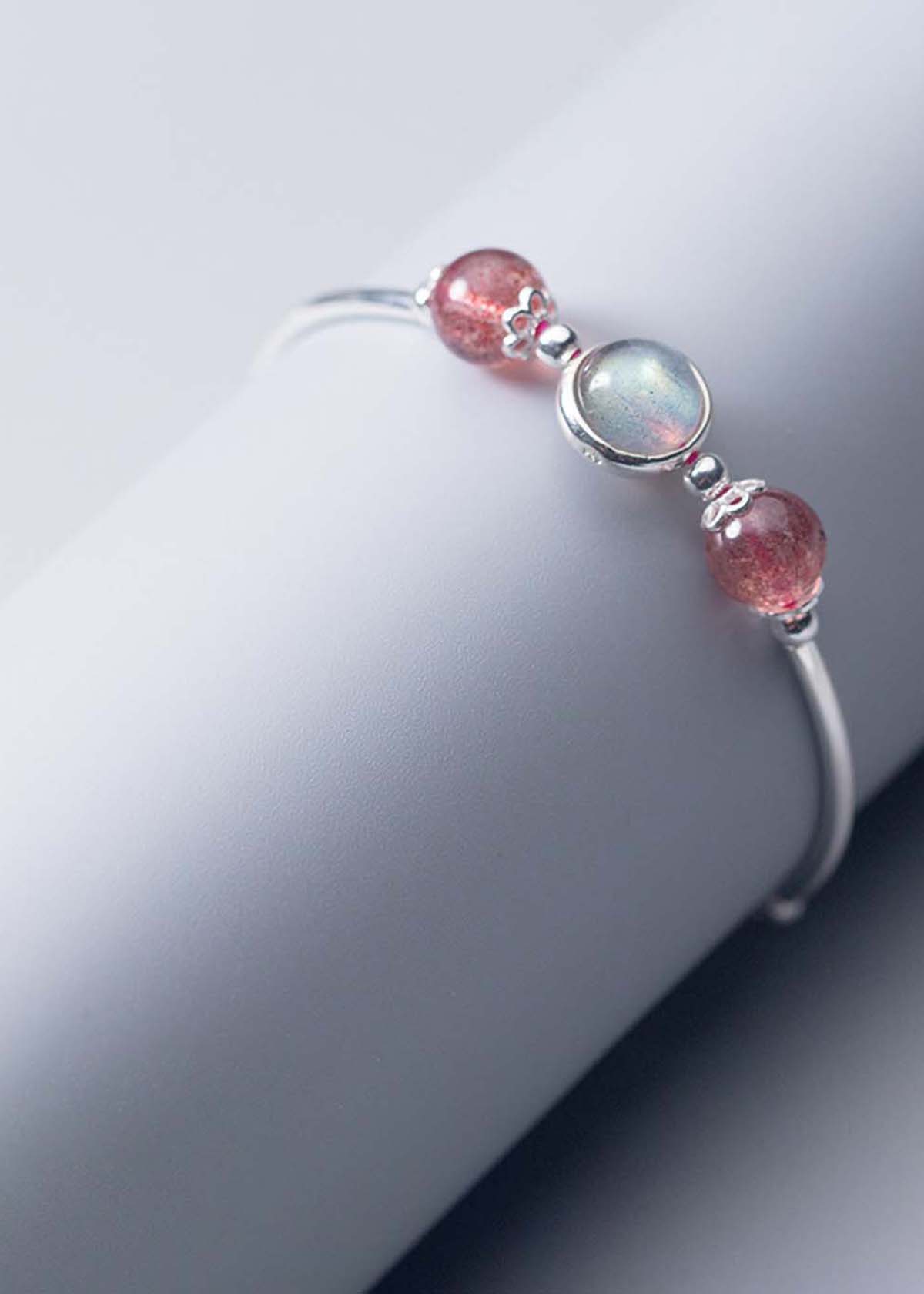 Vòng tay bạc đá thiên nhiên phối charm vương miệng - Ngọc Quý Gemstones