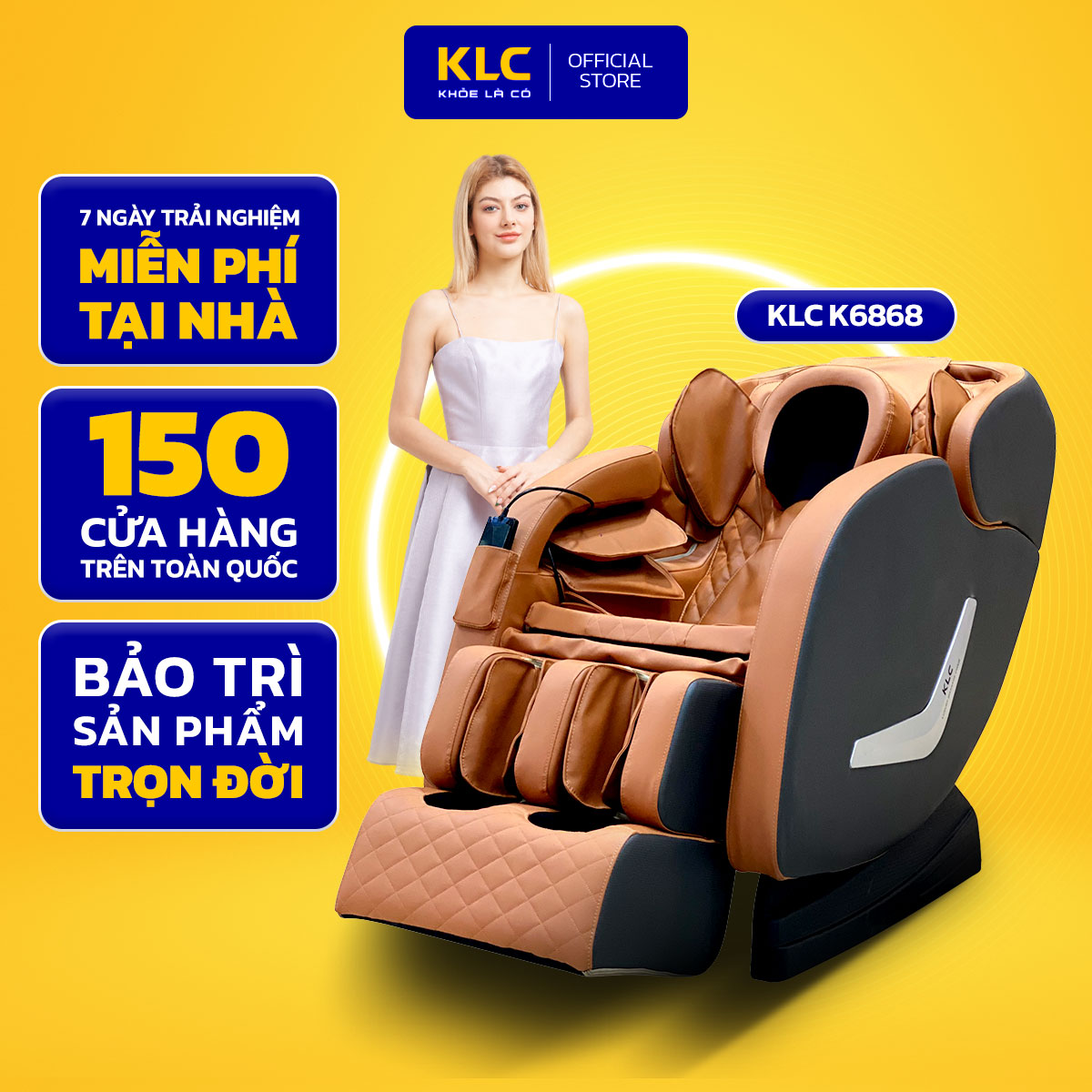 Ghế massage toàn thân KLC KY6868, Công nghệ hồng ngoại kết hợp con lăn 2D, hệ thống cảm biến quang học