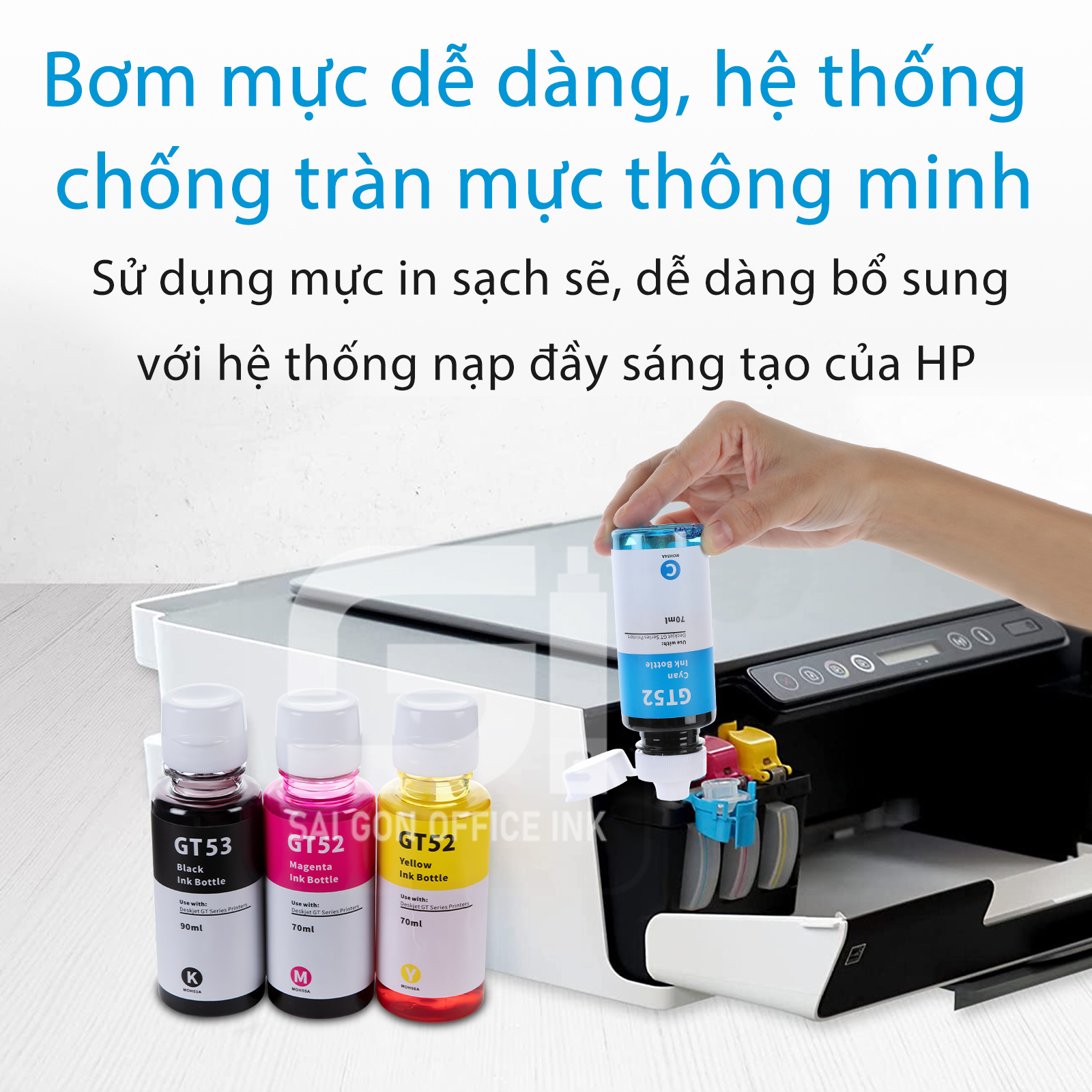 Mực máy in phun HP GT52/53 màu Vàng - hàng nhập khẩu - dùng cho máy in HP GT 5800/5810/5820 HP InkTank 115/ Inktank 315/ Inktank 415