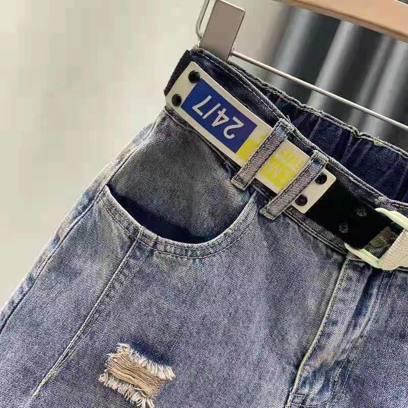 Quần Short Denim Lưng Cao Ống Rộng In Họa Tiết Thời Trang Cho Nữ