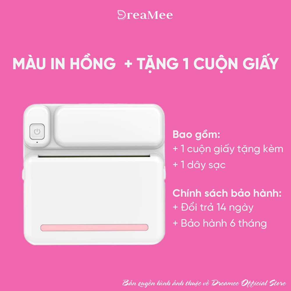 Máy In Nhiệt Mini Bluetooth, Máy in ảnh, tài liệu, Phao, Đơn hàng, Nhãn dán không cần mực
