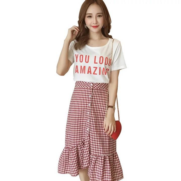 SK13-CHÂN VÁY SỌC CARO ĐUÔI CÁ S-6XL