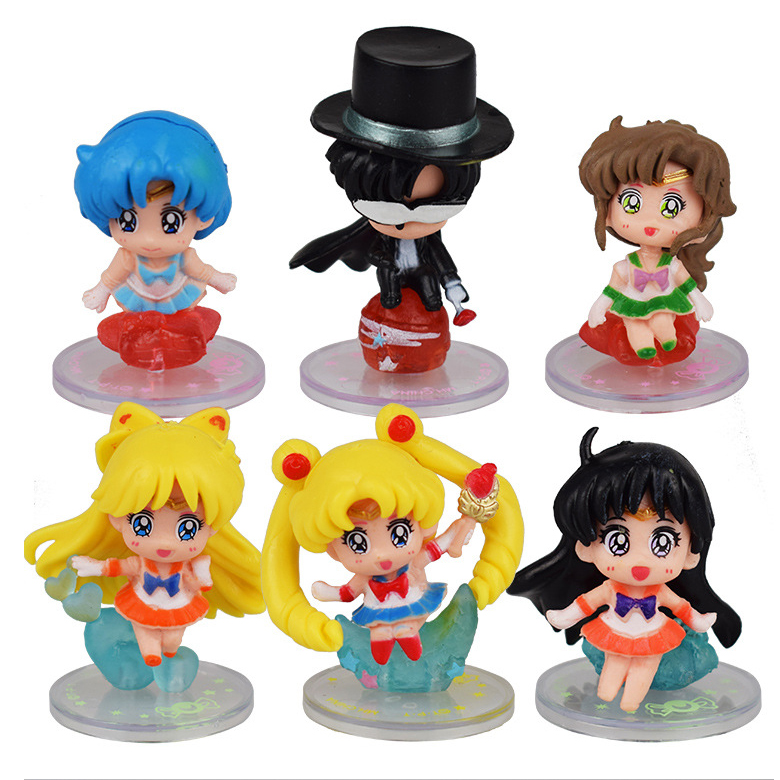 Bộ 6 mô hình Sailor Moon Thủy Thủ Mặt Trăng sưu tầm, trang trí bàn học
