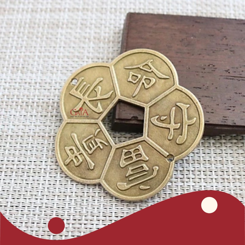 Tiền xu hoa mai 5 cánh liền