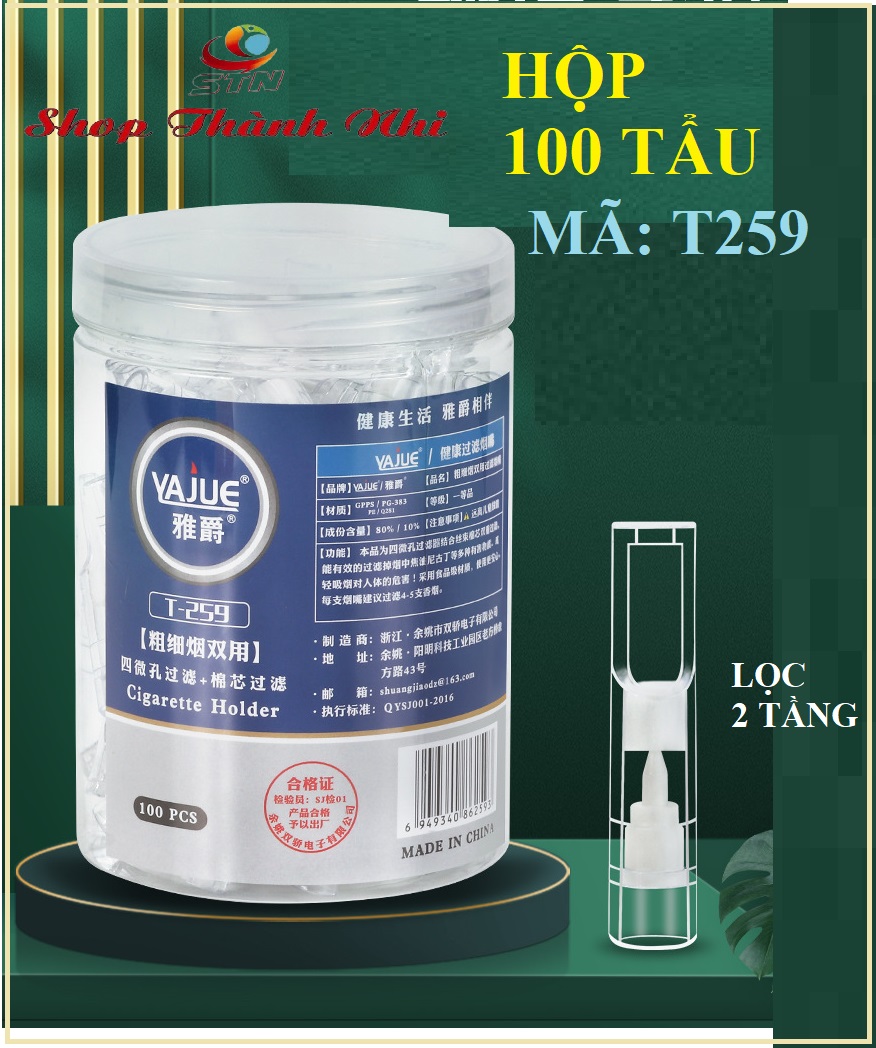 Hộp 100 tẩu thuốc lọc 2 tầng Vajue cao cấp, bán tại Shop Thành Nhi mã T259