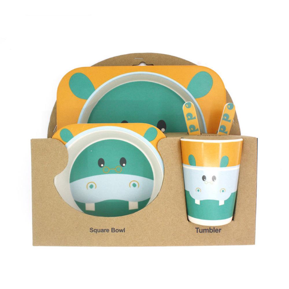 Trẻ Em Món Ăn Bộ Đồ Ăn 5 Cái/bộ Kid Đĩa Dùng Tiệc Gia Sáng Tạo Hoạt Hình Sợi Tre Tự Nhiên Chén Ăn Cho Bé Món Ăn
