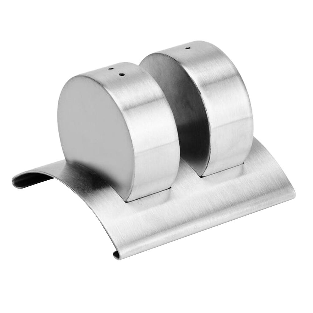 2pcs Stainless Steel Cruet Spice Container Castor Salt Pepper Shaker with Stand Kitchen Cooking Tools