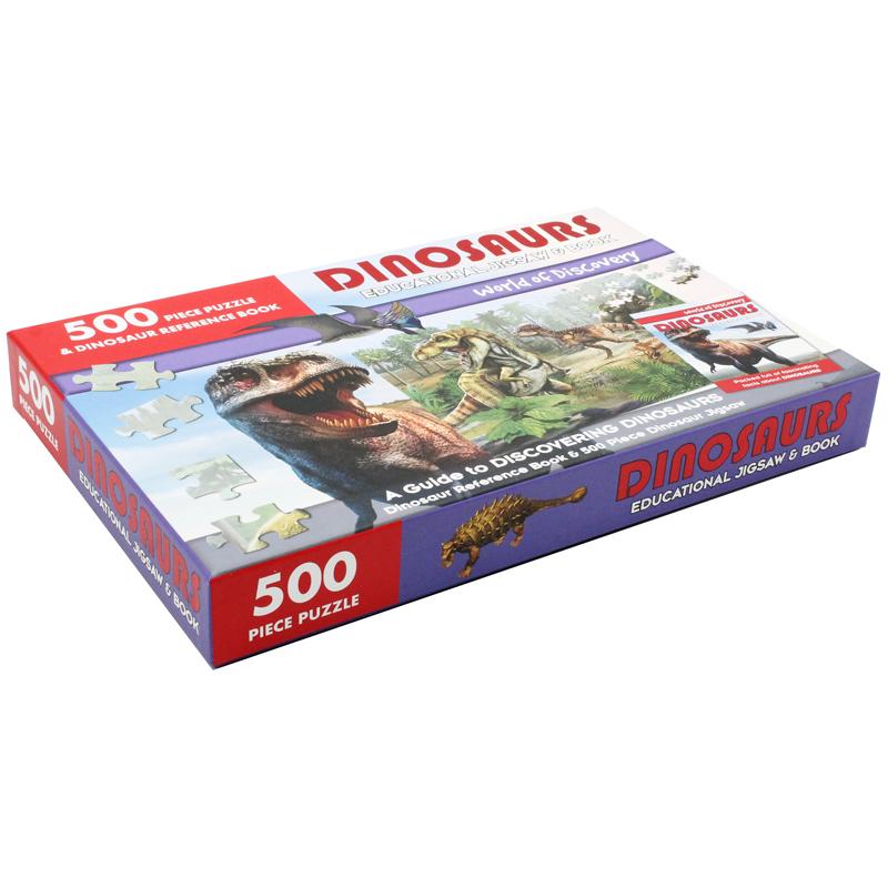 World Of Discovery - 500 Piece Puzzle &amp; Dinosaur Reference Book: Dinosaurs Educational Jigsaw &amp; Book