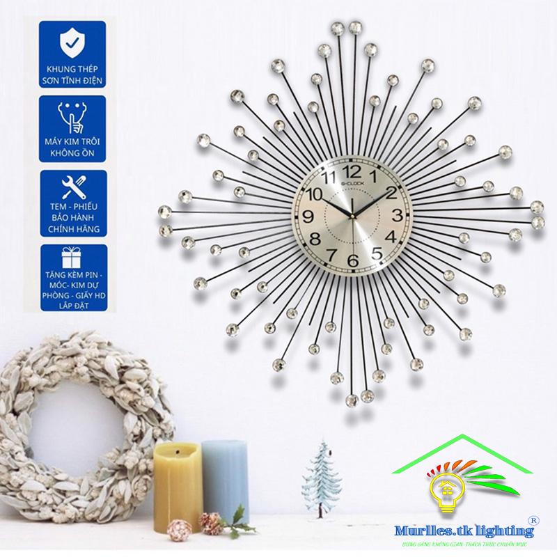 Đồng hồ Treo Tường, đồng hồ decor nghệ Thuật Cao Cấp hiện đại 3D kích cỡ lớn treo phòng khách 2339