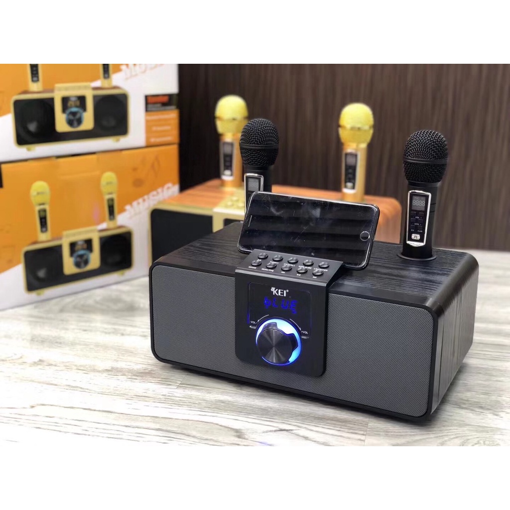 Loa Karaoke Bluetooth K08 Có LCD Kèm Hai Micro Không Dây Âm Thanh Lớn Hát Hay