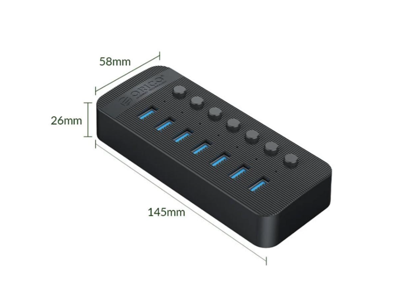 Bộ Chia USB HUB ORICO CT2U3-7AB 7 Cổng USB 3.0 Với Các Cổng Riêng Lẻ- Hàng Chính Hãng